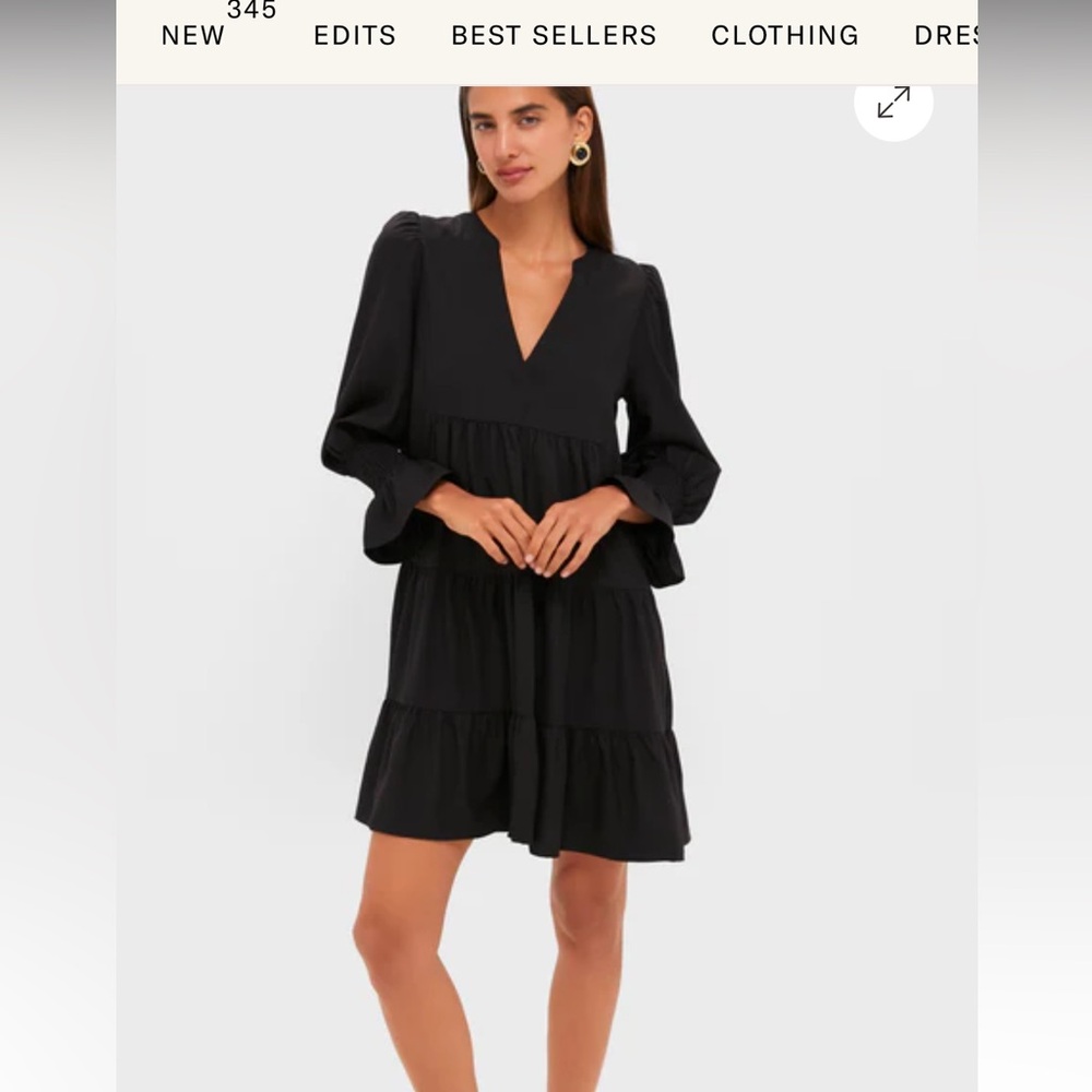 Pomander Place Black Tiered V-Neck Mini Dress